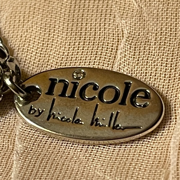 Nicole Miller silver multi stranded  chain Necklace W/Rhinestones - Picture 5 of 11